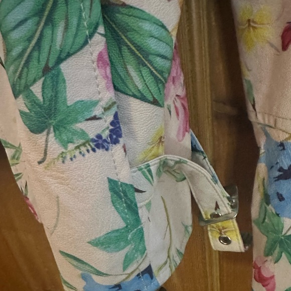 COLLEEN LOPEZ szXL Effortlessly Edgy Floral Faux Leather Moto Jacket - Picture 4 of 7